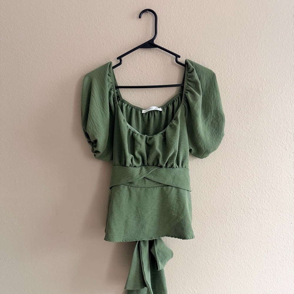Altar’d State Puff Sleeve Tie Back Blouse